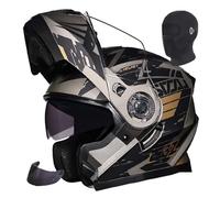 Flip-up motorcycle helmet Modular motorcycle helmet ECE certified full face helmet, double anti-fog visor, ABS anti-collision shell, unisex 3,2XL61-62CM