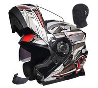 Flip-up motorcycle helmet Modular motorcycle helmet ECE certified full face helmet, double anti-fog visor, ABS anti-collision shell, unisex 2,XL59-60CM