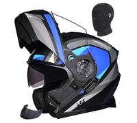 Flip-up motorcycle helmet Modular motorcycle helmet ECE certified full face helmet, double anti-fog visor, ABS anti-collision shell, unisex 8,2XL61-62CM