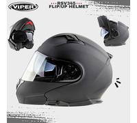 VIPER Motorcycle Modular Helmet Motorbike Flip-Up Dual Visor Touring V345 Black