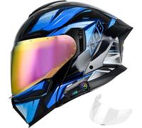 Flip Up Motorcycle Helmet with Bluetooth - ECE 22.06 Approved Modular Double Visor Motorbike Helmets - Microphone Dual Speaker with Dual Visor Sun Shield for Adults Men and Women 1,M/(57~58cm)