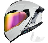 Flip Up Motorcycle Helmet with Bluetooth - ECE 22.06 Approved Modular Double Visor Motorbike Helmets - Microphone Dual Speaker with Dual Visor Sun Shield for Adults Men and Women 12,XL/(61~62cm)