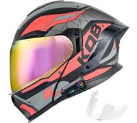 Flip Up Motorcycle Helmet with Bluetooth - ECE 22.06 Approved Modular Double Visor Motorbike Helmets - Microphone Dual Speaker with Dual Visor Sun Shield for Adults Men and Women 8,XL/(61~62cm)