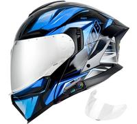 Flip Up Motorcycle Helmet with Bluetooth - ECE 22.06 Approved Modular Double Visor Motorbike Helmets - Microphone Dual Speaker with Dual Visor Sun Shield for Adults Men and Women 2,L/(59~60cm)