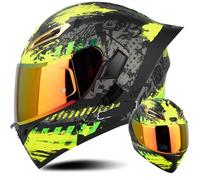 Flip-Up Motorcycle Helmet with Dual Lens Visor ECE Certified Flip Up Front Motorcycle with Tinted Lenses Unisex Full Face Helmet for Adults Scooters Mopeds A1,XL 61-62CM