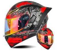 Flip-Up Motorcycle Helmet with Dual Lens Visor ECE Certified Flip Up Front Motorcycle with Tinted Lenses Unisex Full Face Helmet for Adults Scooters Mopeds A2,XL 61-62CM