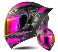 Flip-Up Motorcycle Helmet with Dual Lens Visor ECE Certified Flip Up Front Motorcycle with Tinted Lenses Unisex Full Face Helmet for Adults Scooters Mopeds A,XL 61-62CM