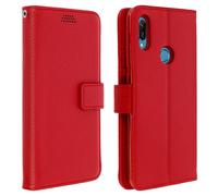 Flip wallet case, slim cover Huawei Y6 2019, silicone shell - Red