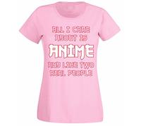 Flip Womens All I Care About is Anime Manga Cartoon Slogan T-Shirt Pink UK 6-8 (S)
