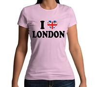 Flip Womens I Love London Union Jack Heart T-Shirt Pink (with Black Text) UK 12-14 (XL)