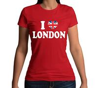 Flip Womens I Love London Union Jack Heart T-Shirt Red (with White Text) UK 8-10 (M)