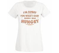 Flip Womens I'm Sorry for What I Said When I was Hungry Slogan T-Shirt White UK 8-10 (M)