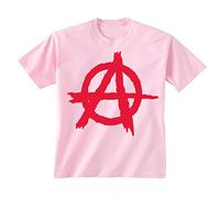 Flip Youth Kids Childrens Anarchy Symbol Punk T-Shirt Pink 5-6 Years (S)