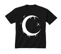 Flip Youth Kids Childrens Crescent Moon and Stars Dripping T-Shirt Black 5-6 Years (S)