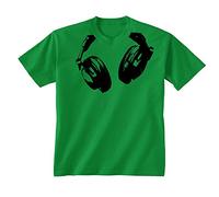 Flip Youth Kids Childrens Headphones Novelty DJ Music T-Shirt Green 7-8 Years (M)
