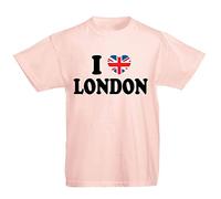 Flip Youth Kids Childrens I Love London Union Jack Heart T-Shirt Pink (with Black Text) 7-8 Years (M)