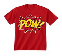 Flip Youth Kids Childrens Pow Retro Comic Super Hero Cartoon T-Shirt Red 9-11 Years (L)