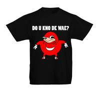 Flip Youth Kids Childrens T-Shirt Ugandan Knuckles Meme Do U Kno De Wae ? Black 9-11 Years (L)