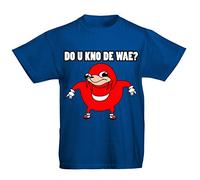 Flip Youth Kids Childrens T-Shirt Ugandan Knuckles Meme Do U Kno De Wae ? Royal Blue 7-8 Years (M)