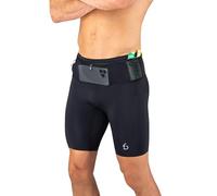 FlipBelt Men's Running Compression Shorts with Pockets - Secure Your Phone, Keys and Even Water Bottles - USA Small Business, Ouray Black, X-Small