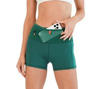 FlipBelt Women’s Air Compression Shorts - Lightweight, Moisture-Wicking with Built-in Phone Pocket - USA Small Business, 3 Inch - Jungle Green, XS Short