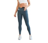 FlipBelt Women’s Air Legging - Running Leggings with Pockets, Moisture Wicking, Mid Weight Compression - USA Small Business, Faded Blue, S