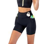 FlipBelt Women’s Compression Shorts - Built-in Running Belt - 3,5,7 Inseam - Running Shorts with Pockets - USA Small Business, 7 Inch - Black, S