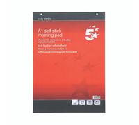 5 Star Office Flipchart Pad Self-adhesive 70gsm 30 Sheets A1 [Pack 2]