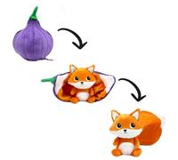 FLIPETZ by Les Deglingos - Reversible Plush Toy Fox/Fig - Cuddly Toy Hide Blanket 2-in-1 Ultra Soft - Gift for Birth Unisex & First Age - Purple & Orange, 20 cm