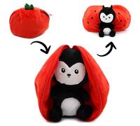 FLIPETZ Comet The Ladybug Plushie - Reversible Tomato to Ladybug 2-in-1 Soft Toy - 7 Inch Kids Transforming Plush Toy Cute, Collectible, Durable, Stuffed Animal Gift for All Ages