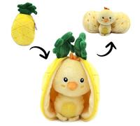 FLIPETZ Nugget The Chick Plushie - Reversible Pineapple to Chick 2-in-1 Stuffed Animal - 9 Inch Kids Transforming Plush Toy Cute, Soft Toy & Collectible Plushie for All Ages