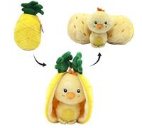 FLIPETZ Nugget The Chick Plushie - Reversible Pineapple to Chick 2-in-1 Stuffed Animal - 9 Inch Kids Transforming Plush Toy Cute, Soft Toy & Collectible Plushie for All Ages