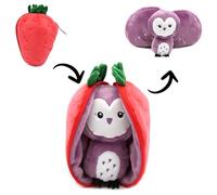 FLIPETZ Violet The Owl Plushie | Owl Plush Toy Style 2-in-1 Reversible Soft Toy | 9 Inch Transforming Strawberry to Owl Collectible Stuffed Animal for Kids & All Ages