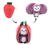 FLIPETZ Violet The Owl Plushie | Owl Plush Toy Style 2-in-1 Reversible Soft Toy | 9 Inch Transforming Strawberry to Owl Collectible Stuffed Animal for Kids & All Ages