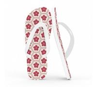 Flipflops Burgundy Beige Hexagonal Flowers Sandals for Men Sandals Men Garden Poolside Slippers Summer Shoes for Soft Sole Slides Gifts Him Birthday Gifts, Size XXL