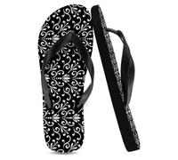 Flipflops Unisex Men Sliders Black, Curly Leaves Decor Bathroom Slippers Women Soft Sole Slides Mothers Day Gifts Mens Gifts, Size L