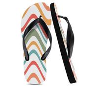 Flipflops Unisex Men's Sandals Black, Colorful Rainbow Waves Beach Pool Slides Lightweight Summer Sandals Gifts for Her Sister Gifts, Size XXL