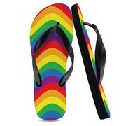 Flipflops Unisex Men's Slide Sandals Black, Geometric Waves Decor Pool Sliders Mens Ladies Summer Lightweight Flip Flop Thank You Gift New Home Gifts, Size M