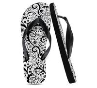 Flipflops Unisex Mens Slides Black, Stars Swirls Snowflakes Bath Slippers Toe Post Flip Flops for Women Mum Gifts Gifts for Women, Size S