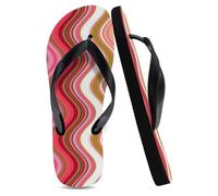 Flipflops Unisex Sliders for Men Black, Colorful Rainbow Waves Women's Pool Slippers Soft Sole Slides Mens Valentines Gifts Funny Gifts for Women, Size XXL