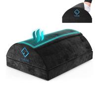 FLIPLINE Thermoflow Foot Rest - Height Adjustable Footrest With Premium Fleece Fibre Pocket, Ergonomic Under Desk for Office & Home, Non-Slip Stool Black