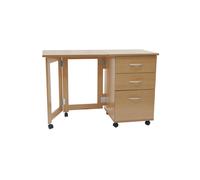 FLIPP - 3 Drawer Folding Office Storage Filing Desk / Workstation - Beech