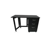 'Flipp' - 3 Drawer Folding Office Storage Filing Desk Workstation - Black WATSONS Black One Size