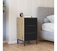 Flipp Bedside Cabinet - 3 Drawer - Metal Base - Artisan Oak & Graphite