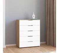 Flipp Chest - 5 Drawer - Adjustable Height - Artisan Oak & Alpine White