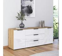 Flipp Low Sideboard - 160cm - 2 Door - Adjustable Height - Artisan Oak & White Glass
