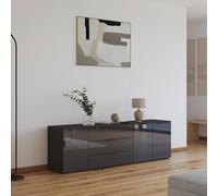 Flipp Low Sideboard - 199cm - 3 Door - Adjustable Height - Graphite & Basalt Glass