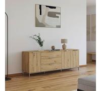 Flipp Low Sideboard - 199cm - 3 Door - Metal Base - Artisan Oak