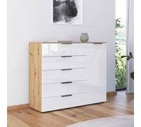 Flipp Small Sideboard - 120cm - 1 Door - Adjustable Height - Artisan Oak & White Glass