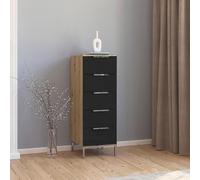 Flipp Tall Chest - 5 Drawer - Metal Base - Artisan Oak & Basalt Glass